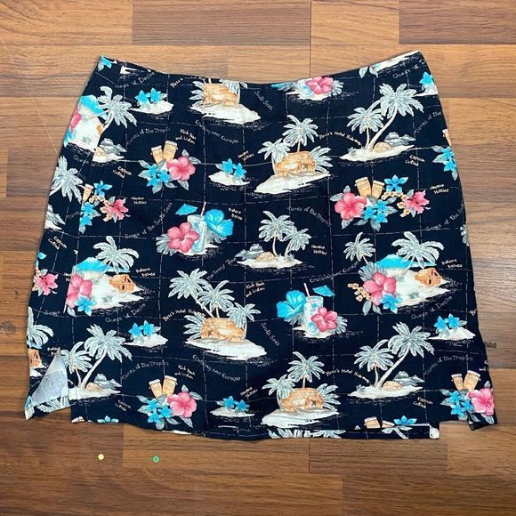 𝅺La Cabana Tropical Print Miniskirt with Built in Shorts Size 8 - Picture 1 of 6